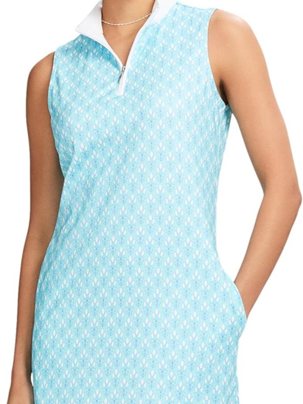 NWT Izod L’acey ¼ Zip Court Tennis Dress Medium Blue